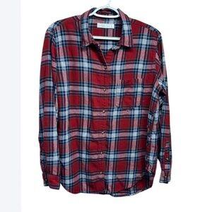 Abercrombie & Fitch Women’s Red & Blue Plaid Flannel Shirt - Size Large
